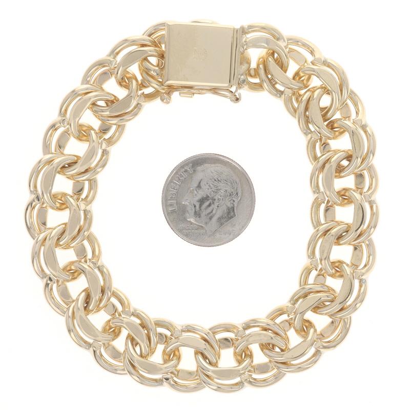 Gelbgold Diamantschliff Double Curb Kettenarmband 7 1/2