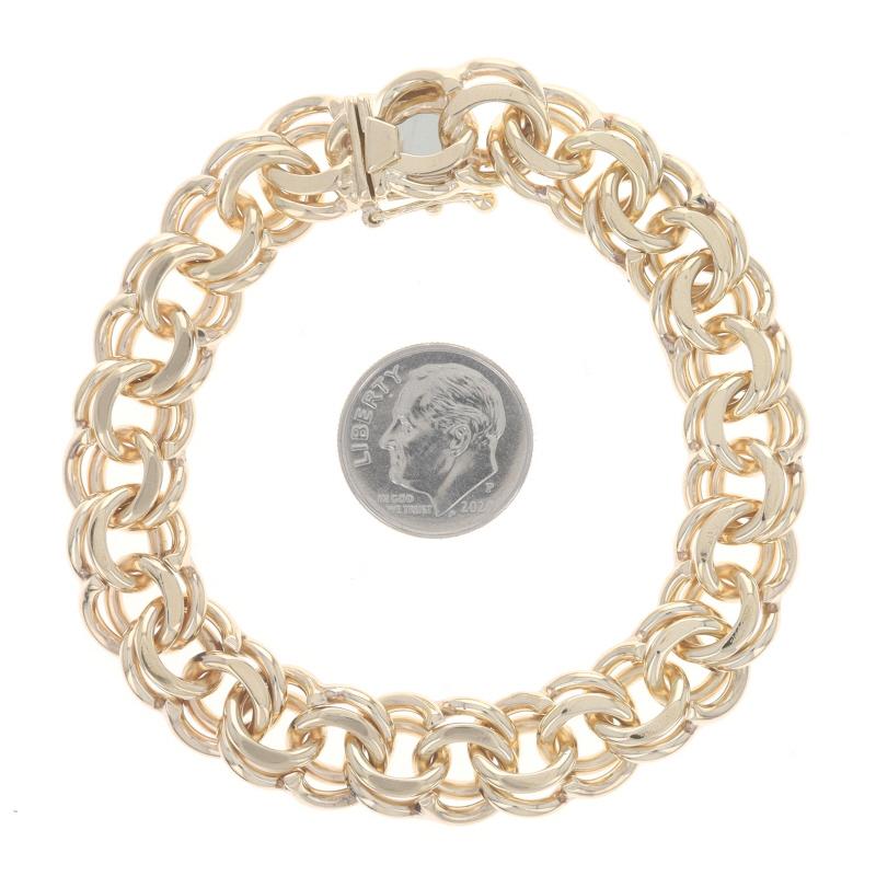 Bracelet à double boucle courbée en or jaune 14 carats avec diamants taille 7 1/2