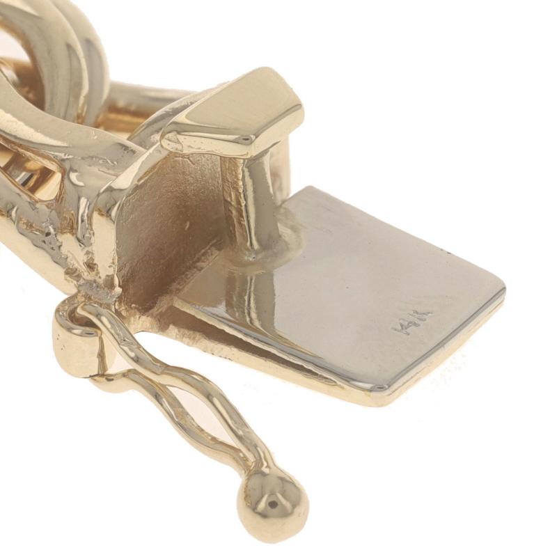 Women's Yellow Gold Diamond Cut Double Curb Chain Bracelet 7 14k Starter Charm For Sale