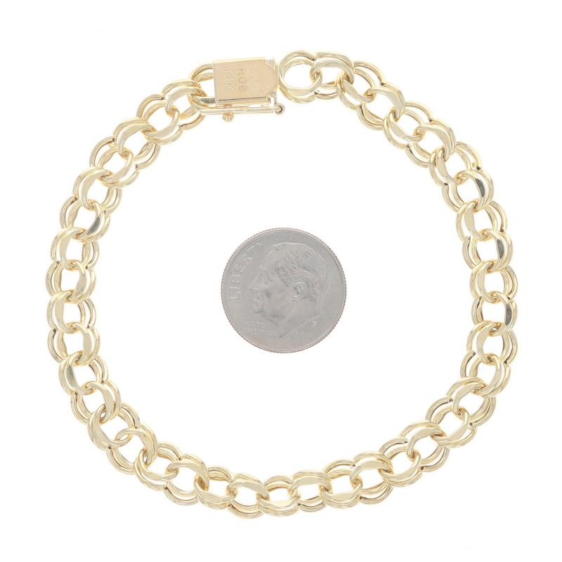 Bracelet à double boucle courbée en or jaune 14 carats avec diamants taille 7 1/2