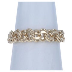Gelbgold Diamantschliff Double Curb Kettenarmband 7 1/2" - 14k Starter Charme mit Diamantschliff