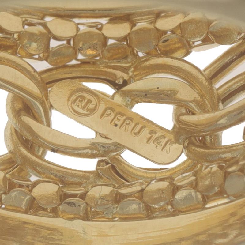 Yellow Gold Diamond Cut Double Curb & Popcorn Chain Statement Band 14k Ring Sz 9 2
