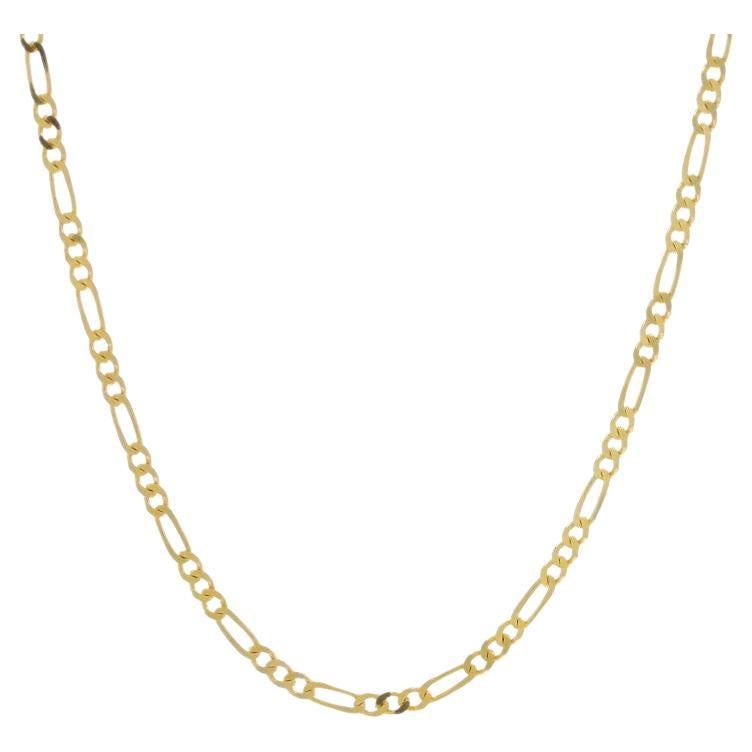 Catena in oro giallo con taglio a diamante Figaro Collana dainty 16" 14k in vendita