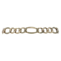 Yellow Gold Diamond Cut Figaro Chain Men's Bracelet 7 1/2" - 1/5 14k 925