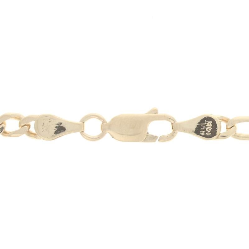 Yellow Gold Diamond Cut Figaro Chain Men's Bracelet 8 1/2