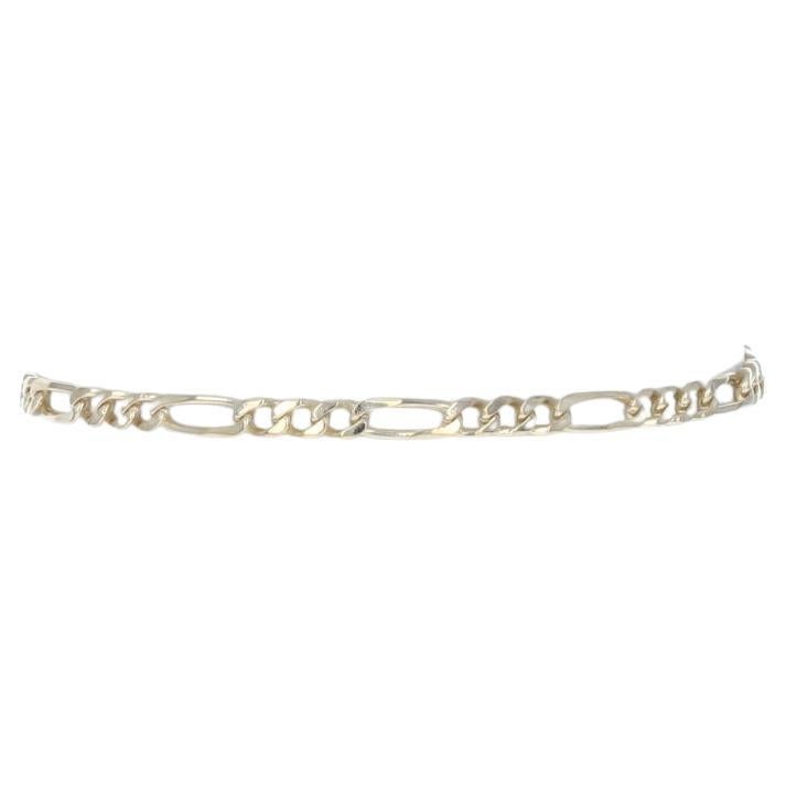 Yellow Gold Diamond Cut Figaro Chain Men's Bracelet 8 1/2" - 14k For Sale