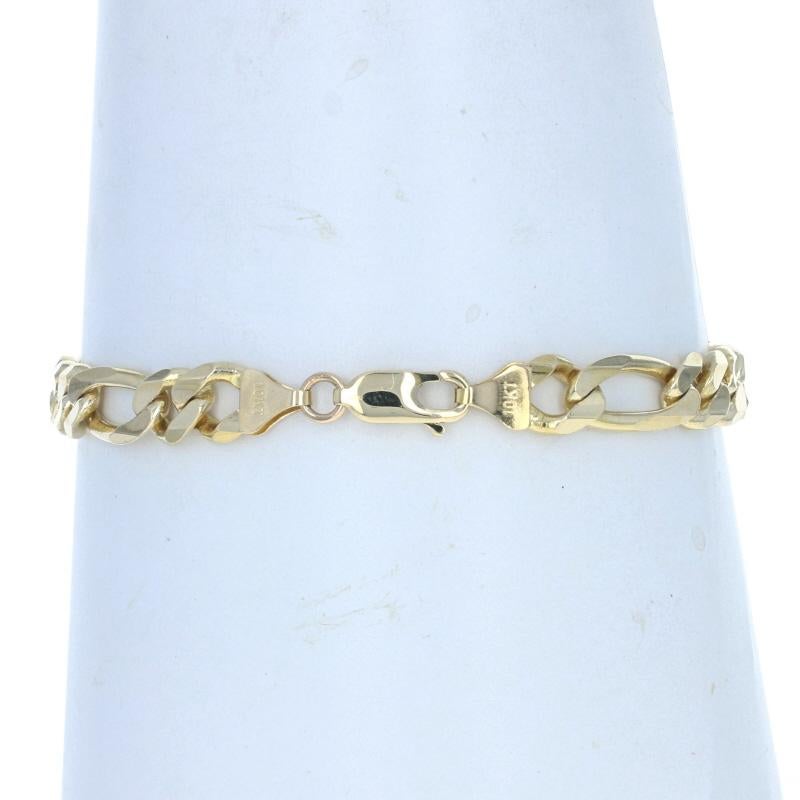 Yellow Gold Diamond Cut Figaro Chain Men's Bracelet 8