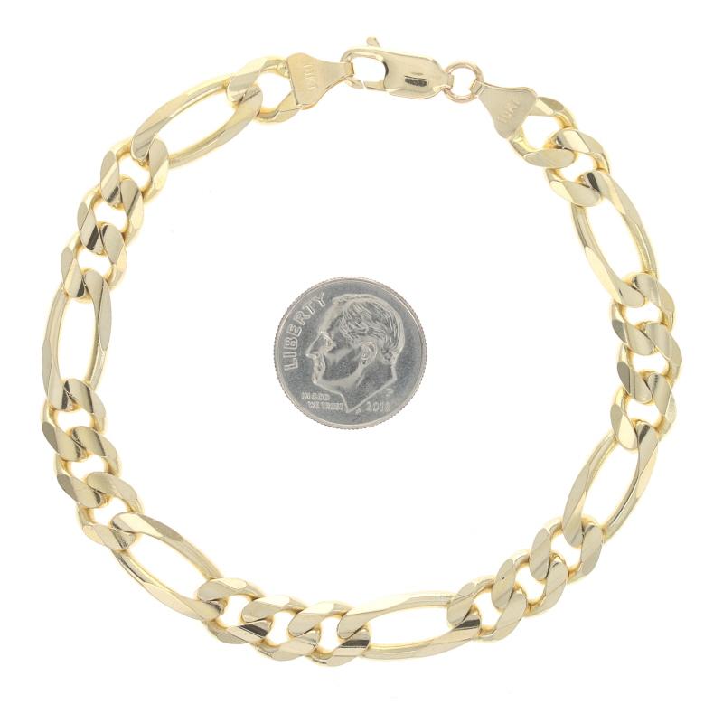 Yellow Gold Diamond Cut Figaro Chain Men's Bracelet 8