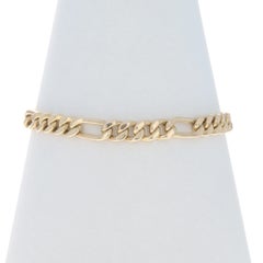 Yellow Gold Diamond Cut Figaro Chain Men's Bracelet 8" 14k