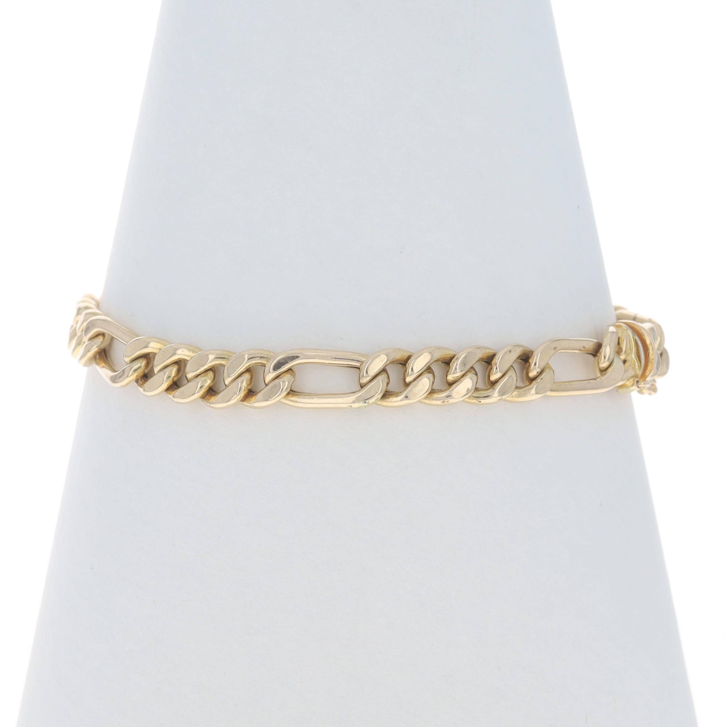 Bracelet homme en or jaune avec chaîne Figaro et diamants 8