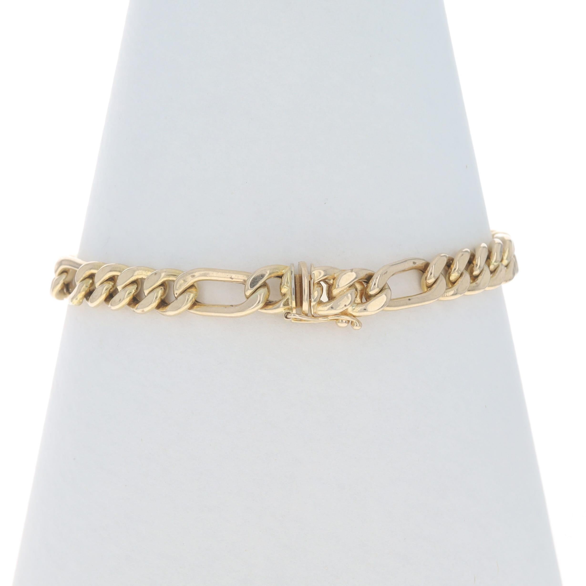 Bracelet homme en or jaune avec chaîne Figaro et diamants 8