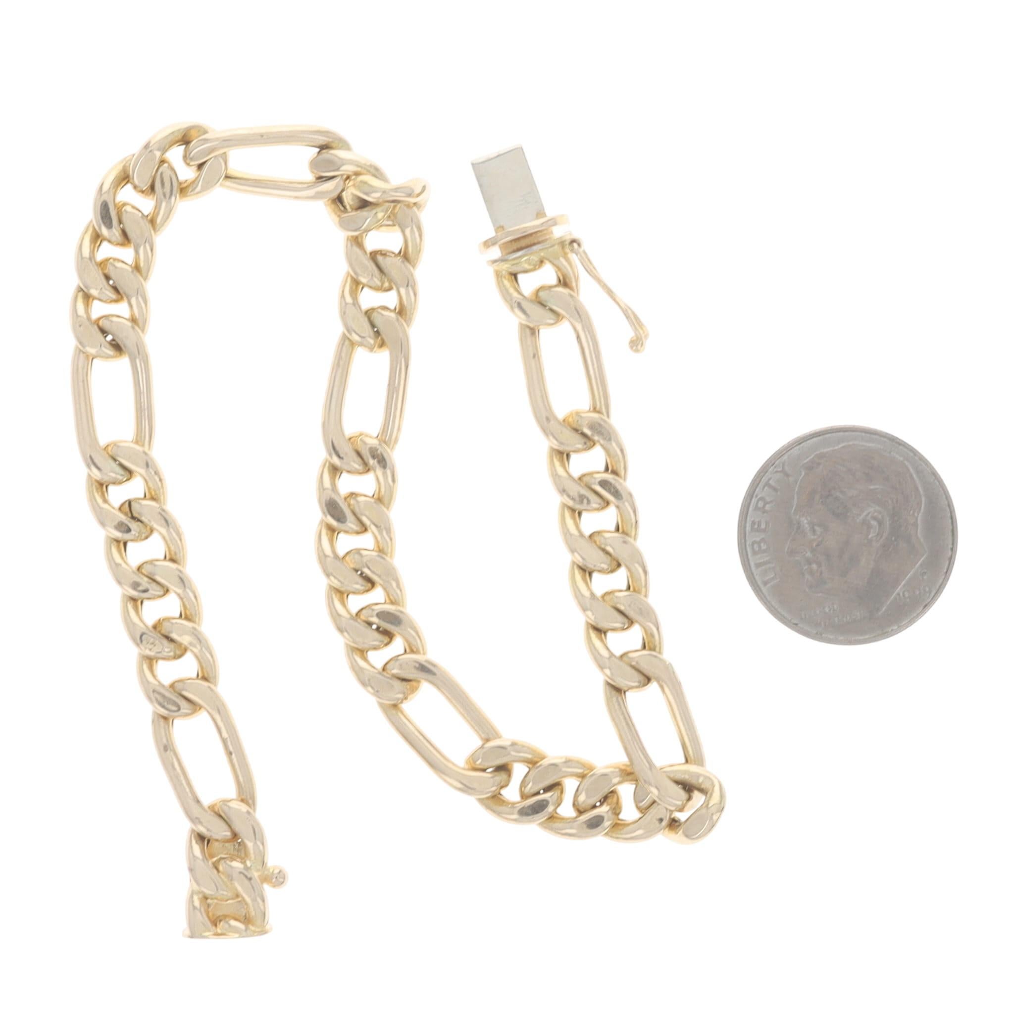 Bracelet homme en or jaune avec chaîne Figaro et diamants 8