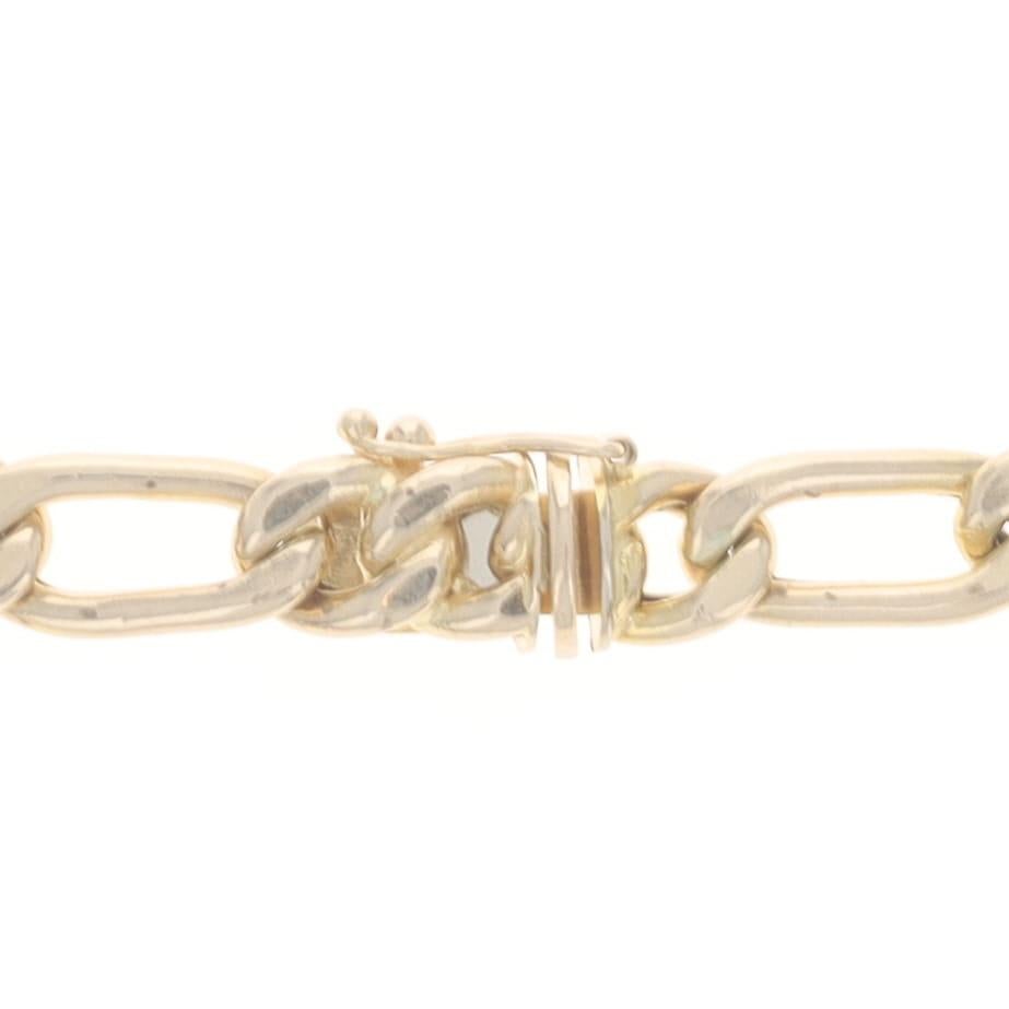 Bracelet homme en or jaune avec chaîne Figaro et diamants 8