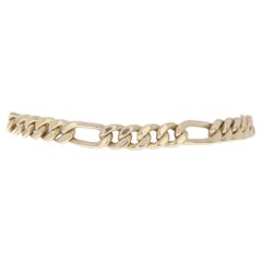 Yellow Gold Diamond Cut Figaro Chain Men's Bracelet 8" 14k