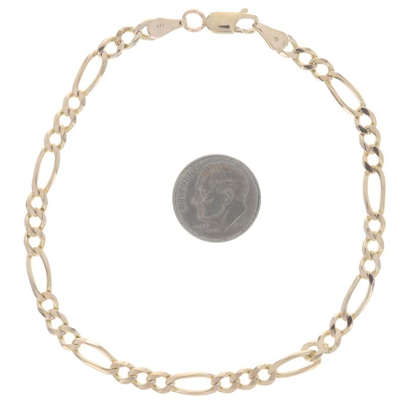 Yellow Gold Diamond Cut Figaro Chain Men's Bracelet 9 1/4