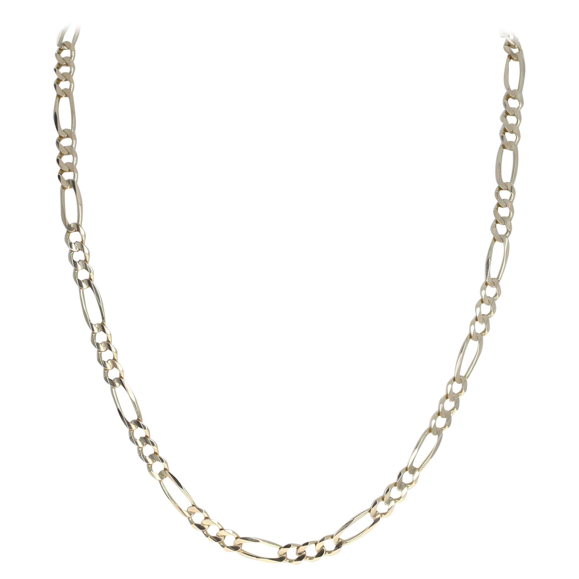 Yellow Gold Diamond Cut Figaro Chain Men
s Necklace, 14k Lobster Clasp