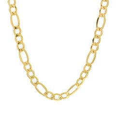 Yellow Gold Diamond Cut Figaro Chain Men's Necklace 19 3/4" - 10k