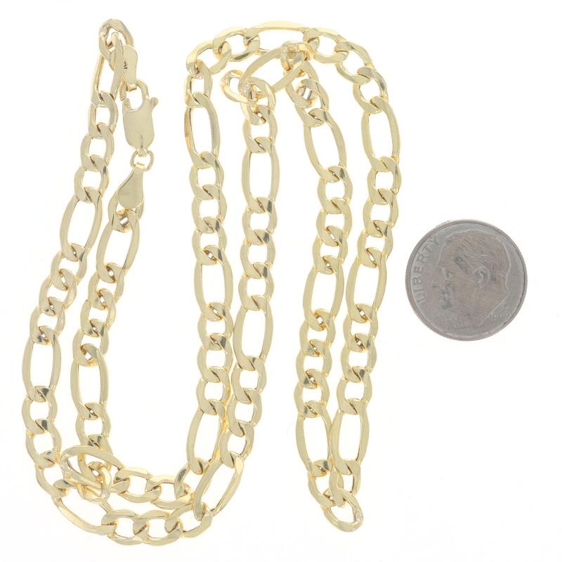 Yellow Gold Diamond Cut Figaro Chain Men's Necklace 19 3/4