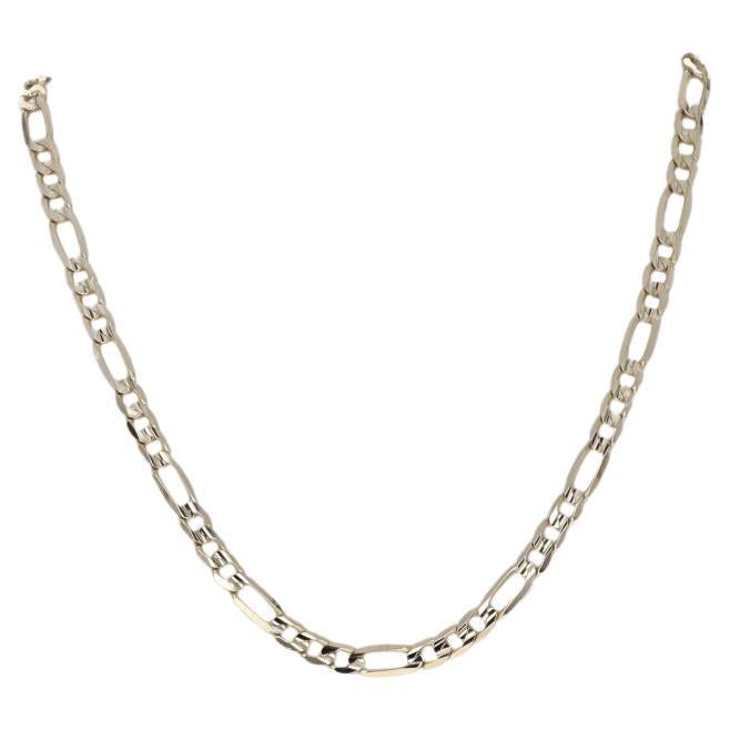 Yellow Gold Diamond Cut Figaro Chain Men's Necklace 19 3/4" - 10k For Sale