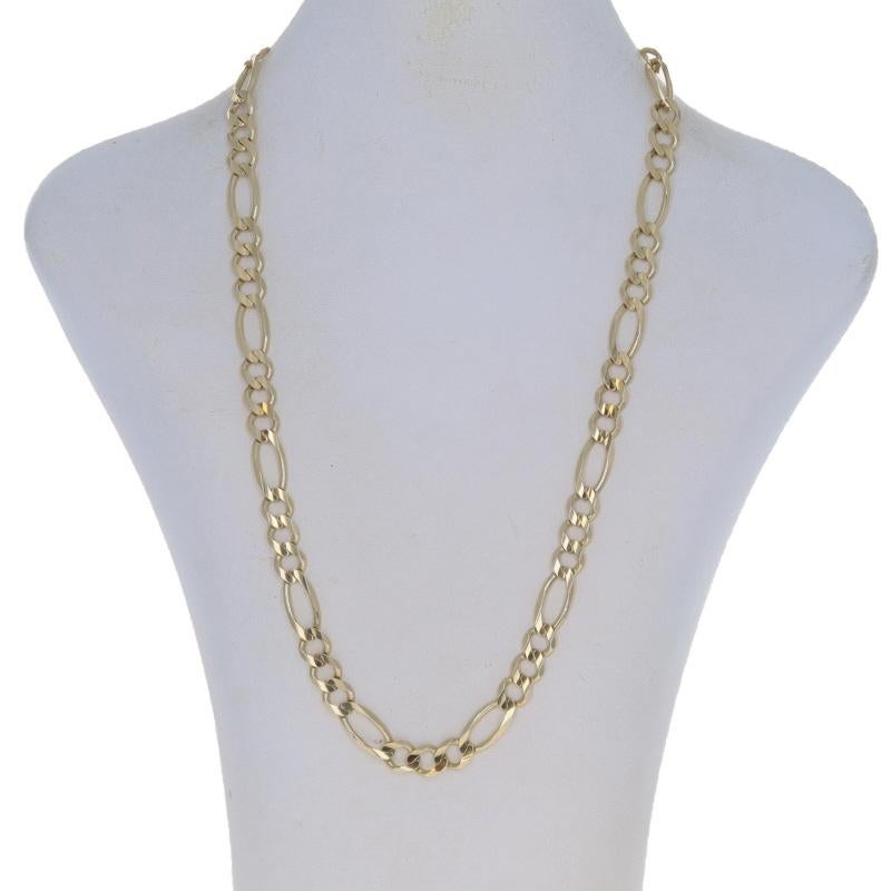 Yellow Gold Diamond Cut Figaro Chain Men's Necklace 20 1/4