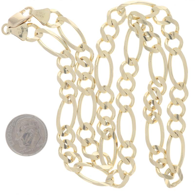 Yellow Gold Diamond Cut Figaro Chain Men's Necklace 20 1/4