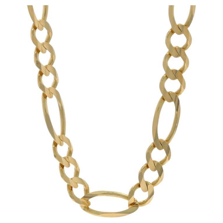 Yellow Gold Diamond Cut Figaro Chain Men's Necklace 20 1/4" - 14k Italy