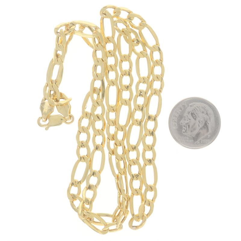 Yellow Gold Diamond Cut Figaro Chain Men's Necklace 21 3/4