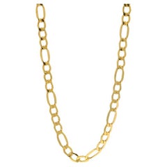 Yellow Gold Diamond Cut Figaro Chain Men's Necklace 21 3/4" - 10k Italy