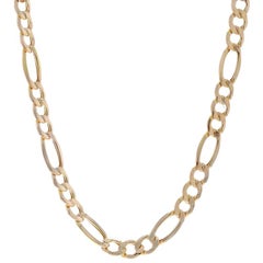 Yellow Gold Diamond Cut Figaro Chain Men's Necklace 21 3/4" - 10k Italy