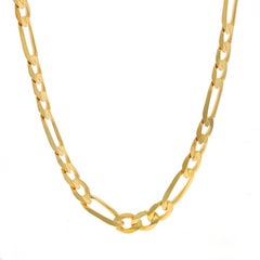 Yellow Gold Diamond Cut Figaro Chain Men's Necklace 22" - 10k