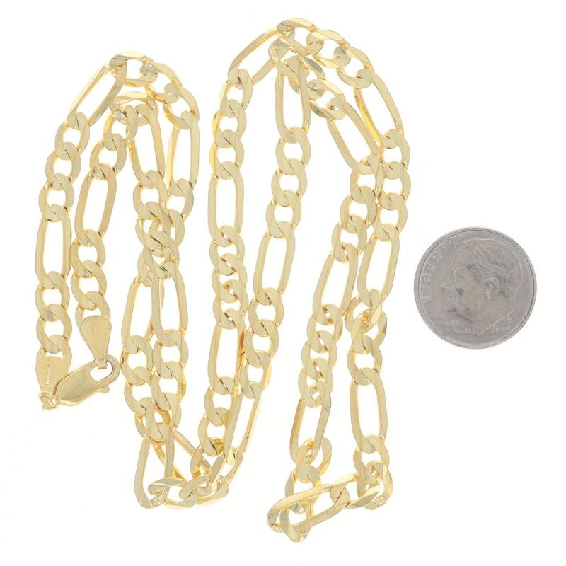 Yellow Gold Diamond Cut Figaro Chain Men's Necklace 22