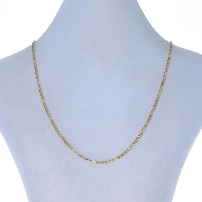 Metal Content: 14k Yellow Gold

Chain Style: Diamond Cut Figaro
Necklace Style: Chain
Fastening Type: Spring Ring Clasp

Measurements
Length: 18