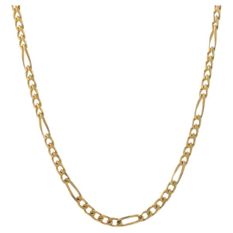 Yellow Gold Diamond Cut Figaro Chain Necklace 18" - 14k For Sale