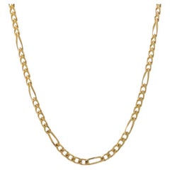 Yellow Gold Diamond Cut Figaro Chain Necklace 18" - 14k