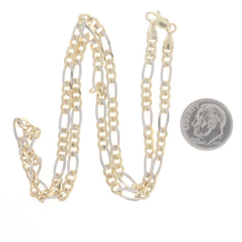 Women's or Men's Yellow Gold Diamond Cut Figaro Chain Necklace 18