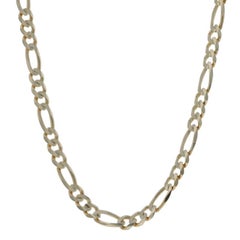 Yellow Gold Diamond Cut Figaro Chain Unisex Necklace 20" 14k