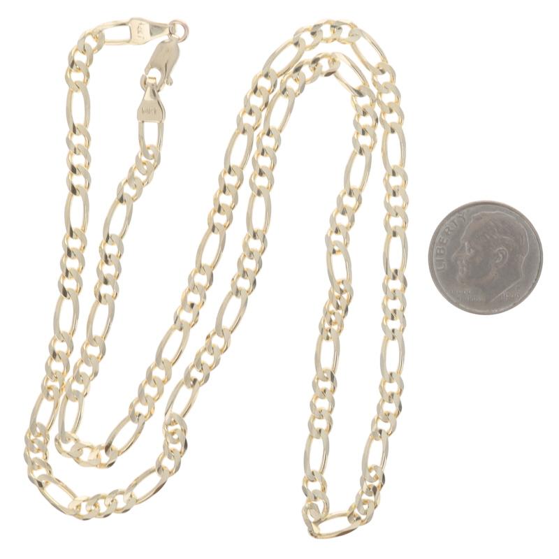 Collier unisexe en or jaune avec chaîne de Figaro taillée en diamant 20