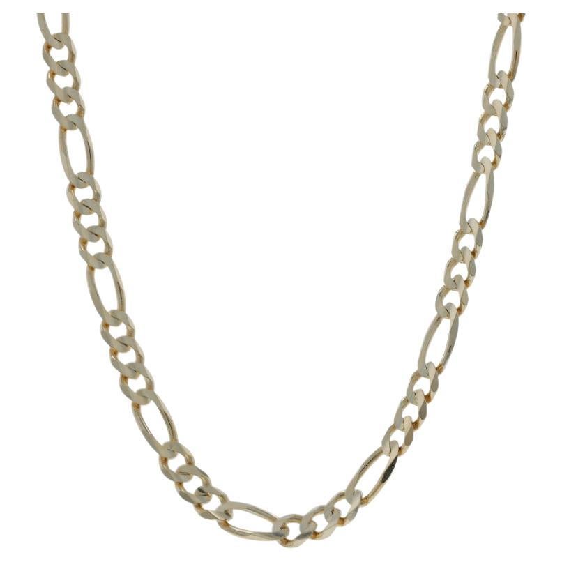 Yellow Gold Diamond Cut Figaro Chain Unisex Necklace 20" 14k