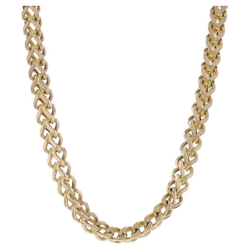 Yellow Gold Diamond Cut Foxtail Chain Necklace 24" - 14k Unisex For Sale