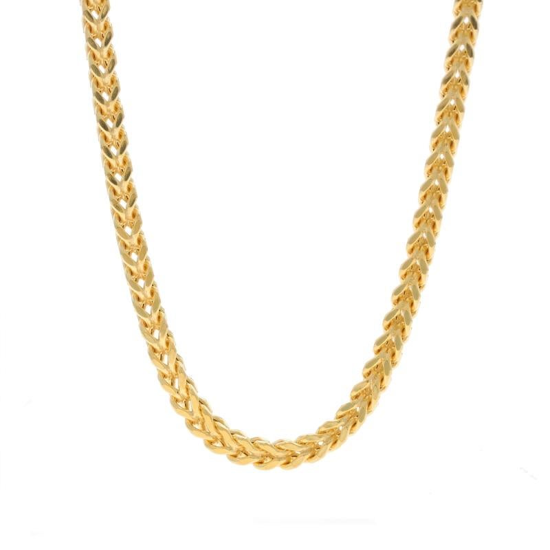 Metal Content: 10k Yellow Gold

Chain Style: Diamond Cut Franco
Necklace Style: Chain
Fastening Type: Lobster Claw Clasp

Measurements

Length: 23 1/2
