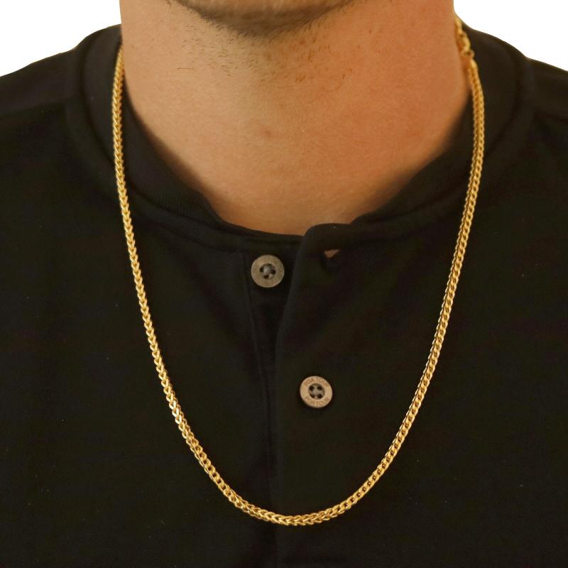 Donna Yellow Gold Diamond Cut Franco Chain Men's Necklace 23 1/2