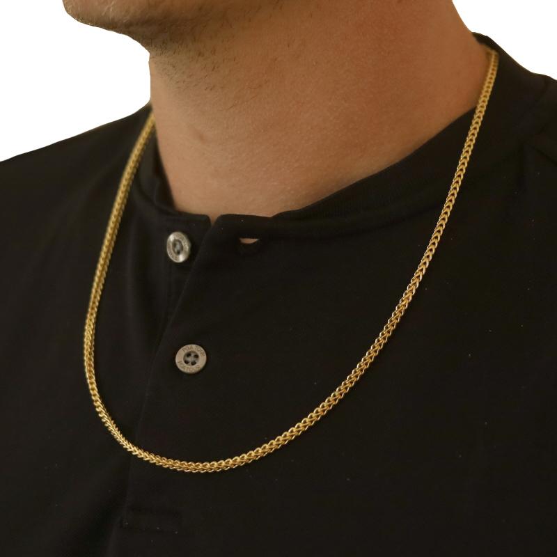 Yellow Gold Diamond Cut Franco Chain Men's Necklace 23 1/2