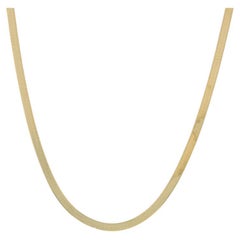 Yellow Gold Diamond Cut Herringbone Chain Necklace 14" - 14k