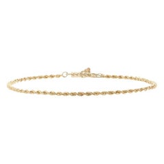Used Yellow Gold Diamond Cut Rope Chain Bracelet, 14k