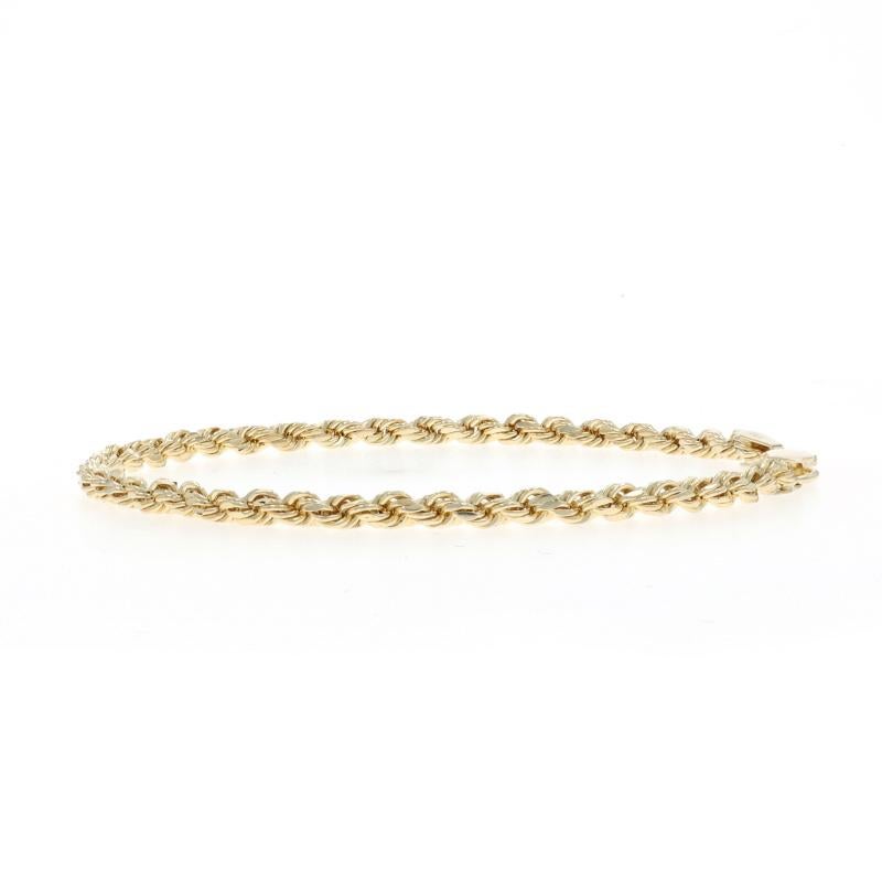 Donna Yellow Gold Diamond Cut Rope Chain Bracelet 7 1/4