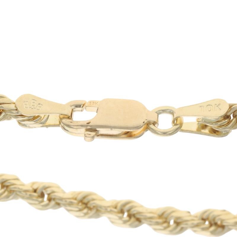 Yellow Gold Diamond Cut Rope Chain Bracelet 7 1/4