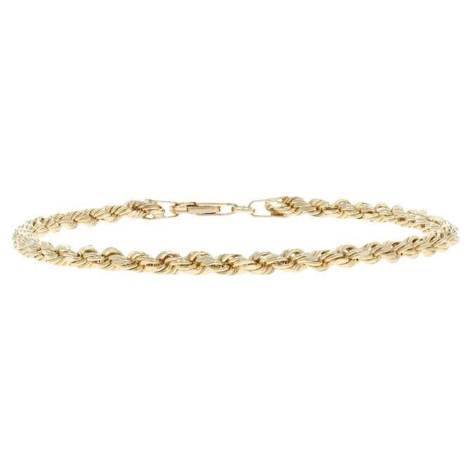 Yellow Gold Diamond Cut Rope Chain Bracelet 7 1/4" - 10k