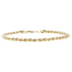 Yellow Gold Diamond Cut Rope Chain Bracelet 7 1/4" - 10k
