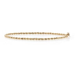 Yellow Gold Diamond Cut Rope Chain Bracelet, 14k