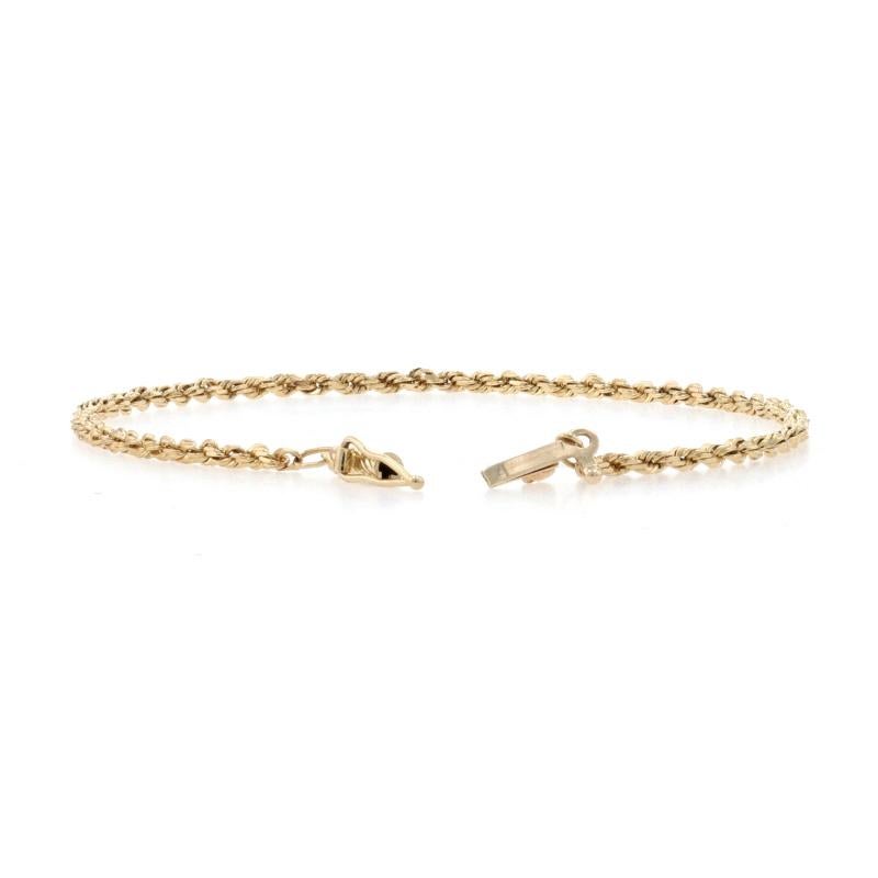 Yellow Gold Diamond Cut Rope Chain Bracelet, 14k In Excellent Condition In Greensboro, NC